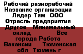 Рабочий-разнорабочий › Название организации ­ Лидер Тим, ООО › Отрасль предприятия ­ Другое › Минимальный оклад ­ 25 000 - Все города Работа » Вакансии   . Тюменская обл.,Тюмень г.